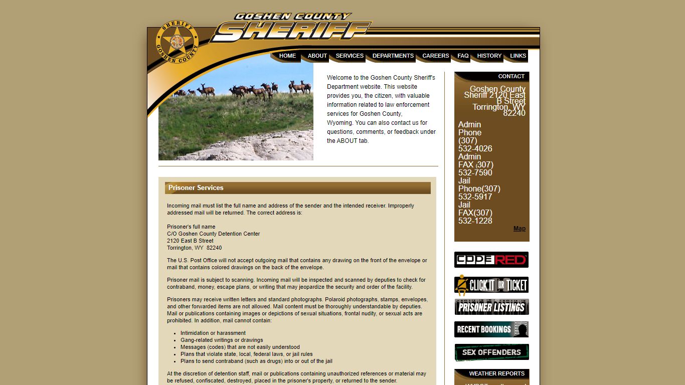 Prisoner Services - Goshen County Sheriff